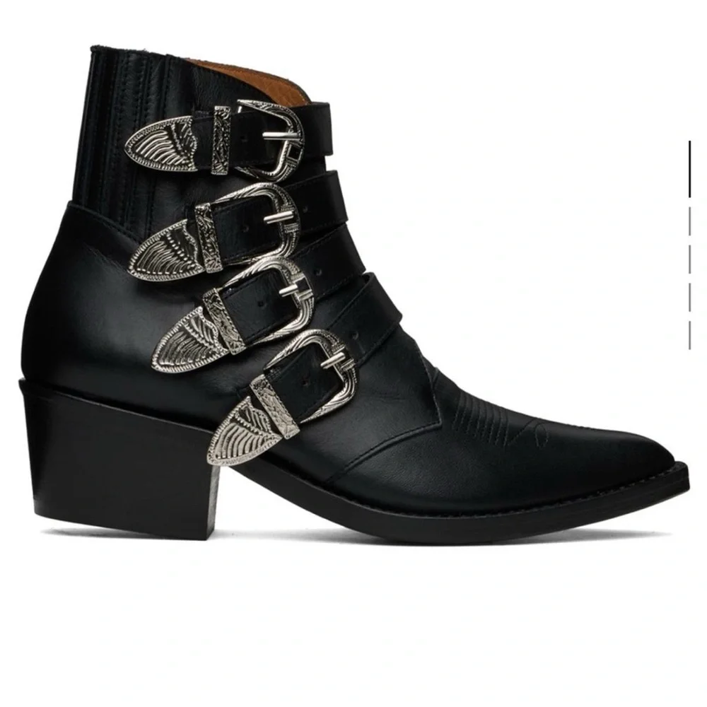 TOGA Pulla Black Silver Ankle Boots Western Style - Picture 7 of 7